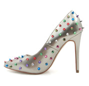 Glaze Women's Studded with Multicolored Spikes 4 Inch Stiletto Heels