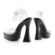 Glaze Women's Transparent Ankle Strap Platform Sandals 5 Inch Sculpture Heel