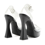 Glaze Women's Transparent Ankle Strap Platform Sandals 5 Inch Sculpture Heel