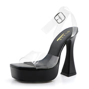Glaze Women's Transparent Ankle Strap Platform Sandals 5 Inch Sculpture Heel