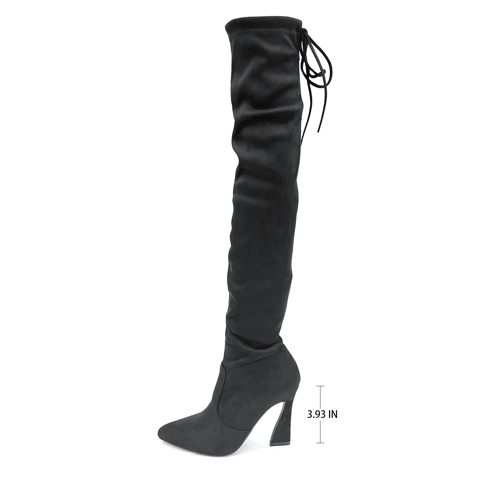 Betsy Collection Dress Over the Knee Boots Side Zipper with Sculptural Heel