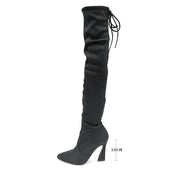 Betsy Collection Dress Over the Knee Boots Side Zipper with Sculptural Heel