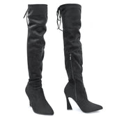Betsy Collection Dress Over the Knee Boots Side Zipper with Sculptural Heel