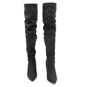 Betsy Collection Dress Over the Knee Boots Side Zipper with Sculptural Heel