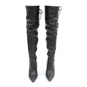Betsy Collection Dress Over the Knee Boots Side Zipper with Sculptural Heel