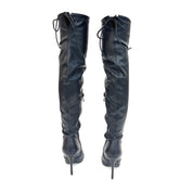 Betsy Collection Dress Over the Knee Boots Side Zipper with Sculptural Heel