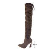 Betsy Collection Dress Over the Knee Boots Side Zipper with Sculptural Heel