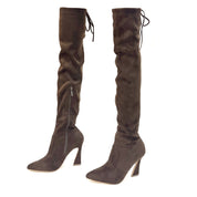 Betsy Collection Dress Over the Knee Boots Side Zipper with Sculptural Heel