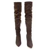 Betsy Collection Dress Over the Knee Boots Side Zipper with Sculptural Heel