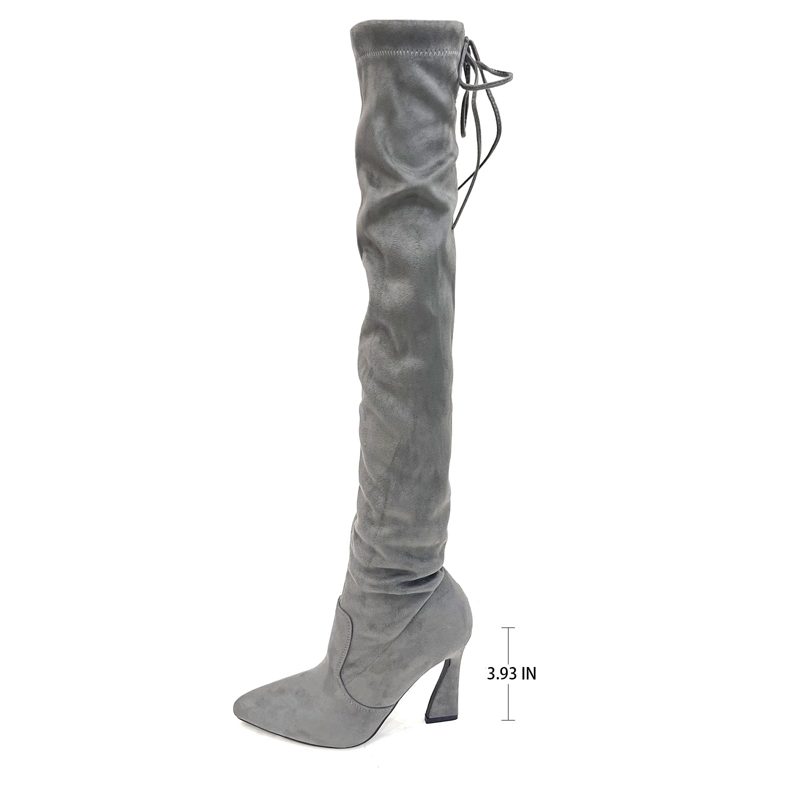 Betsy Collection Dress Over the Knee Boots Side Zipper with Sculptural Heel