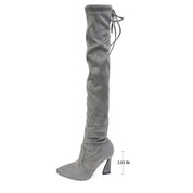 Betsy Collection Dress Over the Knee Boots Side Zipper with Sculptural Heel