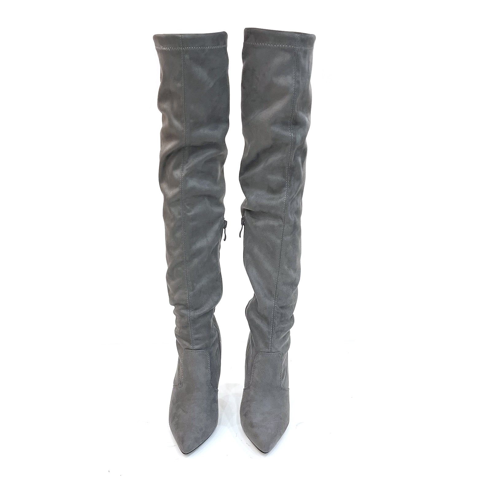 Betsy Collection Dress Over the Knee Boots Side Zipper with Sculptural Heel
