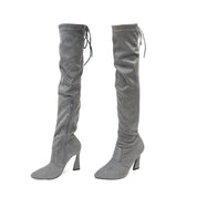 Betsy Collection Dress Over the Knee Boots Side Zipper with Sculptural Heel