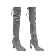 Betsy Collection Dress Over the Knee Boots Side Zipper with Sculptural Heel