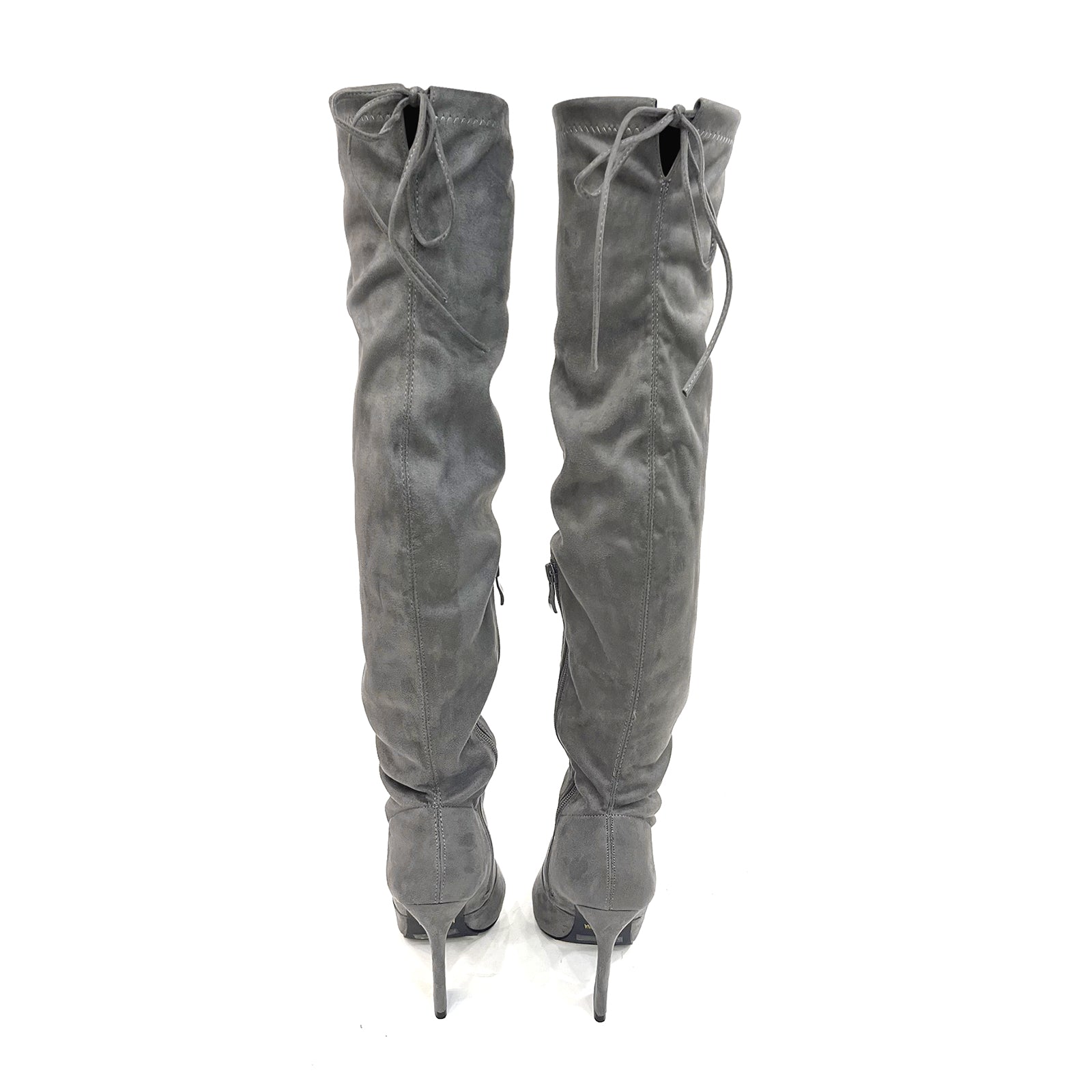 Betsy Collection Dress Over the Knee Boots Side Zipper with Sculptural Heel