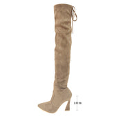 Betsy Collection Dress Over the Knee Boots Side Zipper with Sculptural Heel