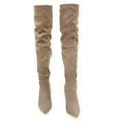 Betsy Collection Dress Over the Knee Boots Side Zipper with Sculptural Heel