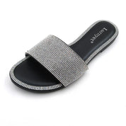 Lurnyet Women Rhinestone Embellished Slide Sandals
