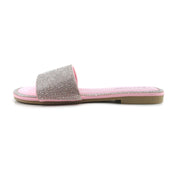 Lurnyet Women Rhinestone Embellished Slide Sandals