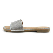 Lurnyet Women Rhinestone Embellished Slide Sandals
