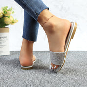 Lurnyet Women Rhinestone Embellished Slide Sandals
