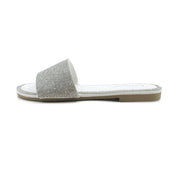 Lurnyet Women Rhinestone Embellished Slide Sandals