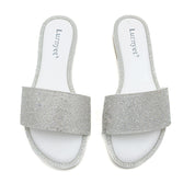 Lurnyet Women Rhinestone Embellished Slide Sandals