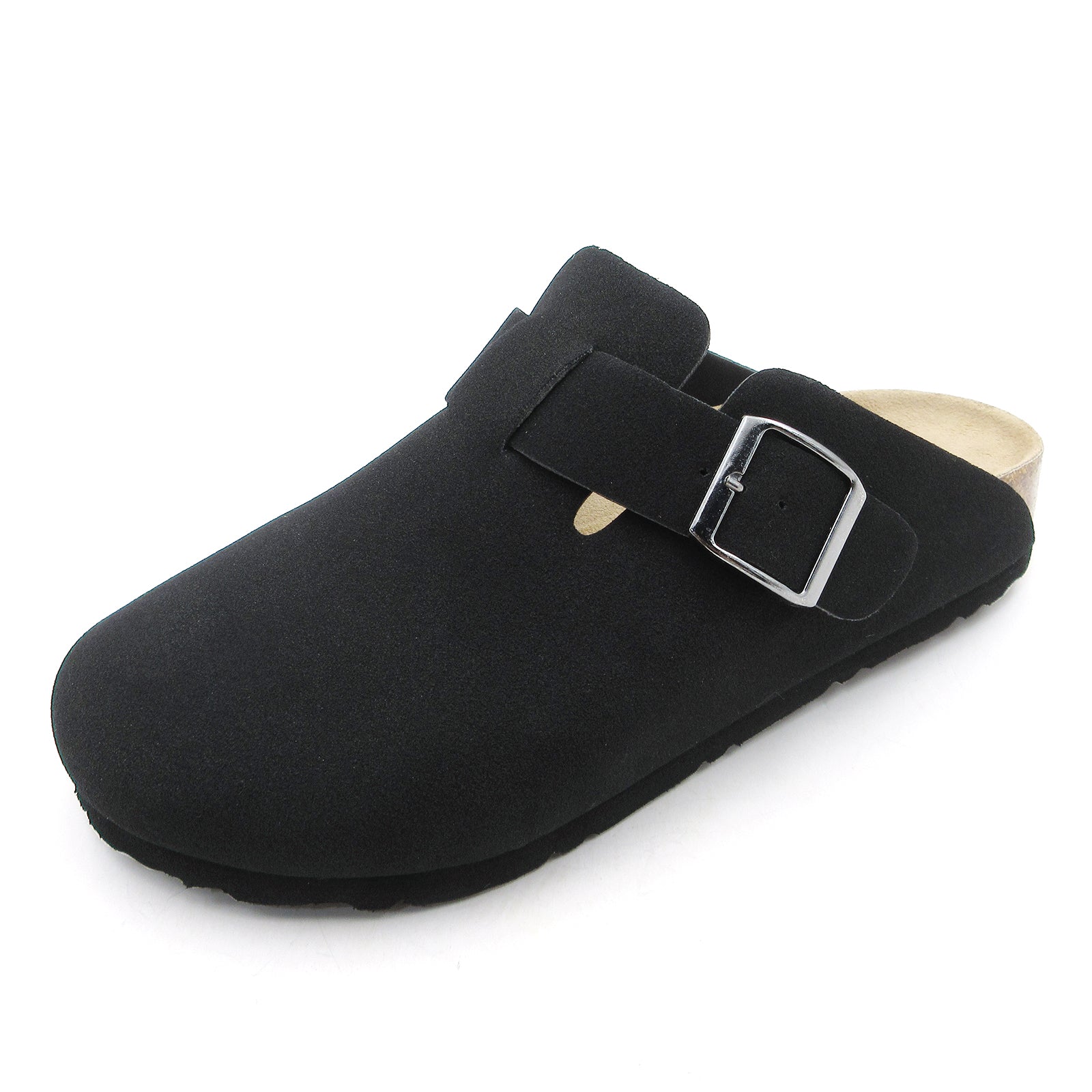 Lurnyet Women's Slip On Suede Clogs with Buckle Closure Sandal