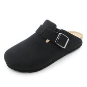 Lurnyet Women's Slip On Suede Clogs with Buckle Closure Sandal