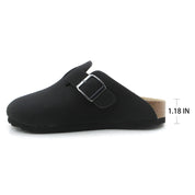 Lurnyet Women's Slip On Suede Clogs with Buckle Closure Sandal