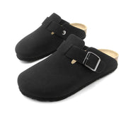 Lurnyet Women's Slip On Suede Clogs with Buckle Closure Sandal