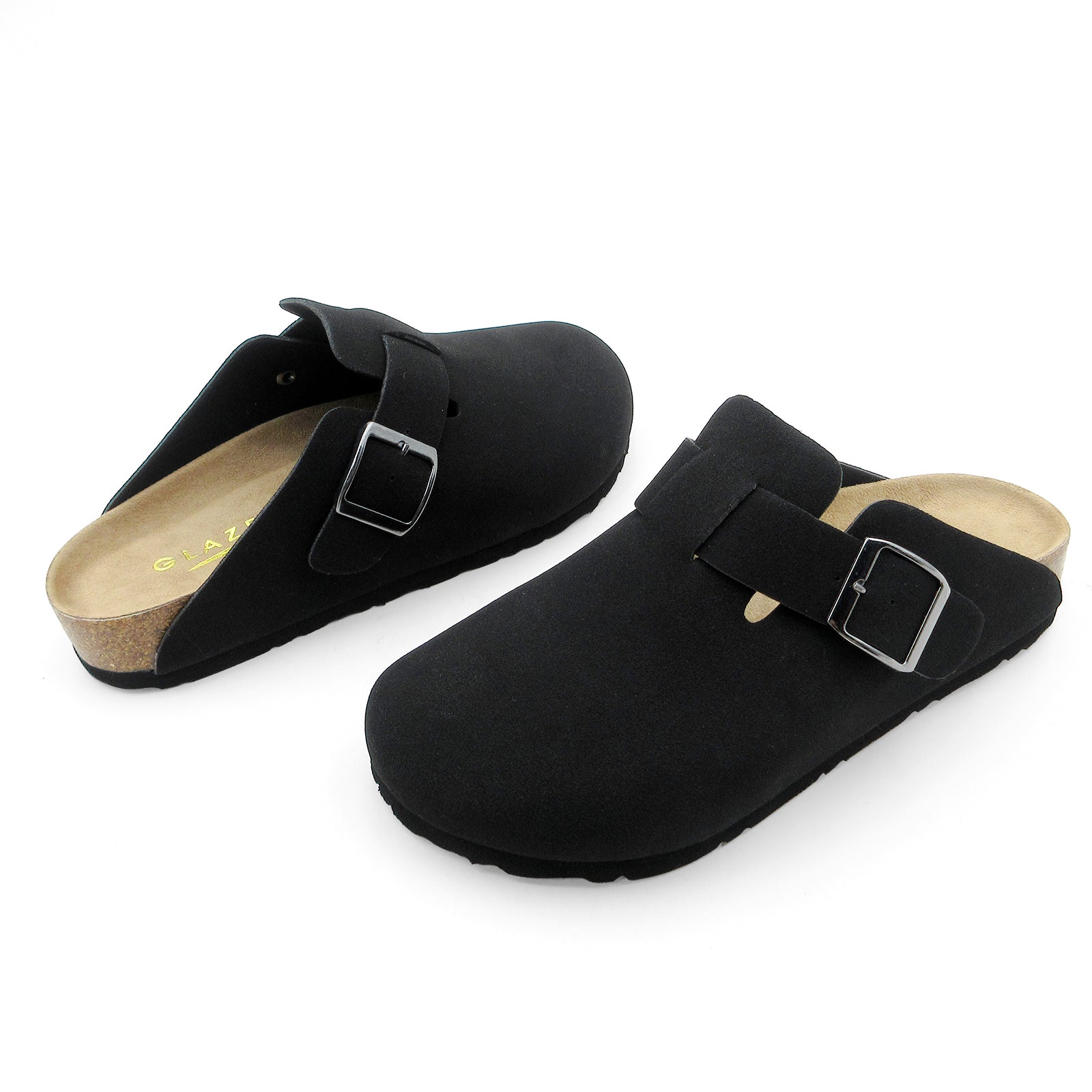 Lurnyet Women's Slip On Suede Clogs with Buckle Closure Sandal