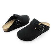 Lurnyet Women's Slip On Suede Clogs with Buckle Closure Sandal