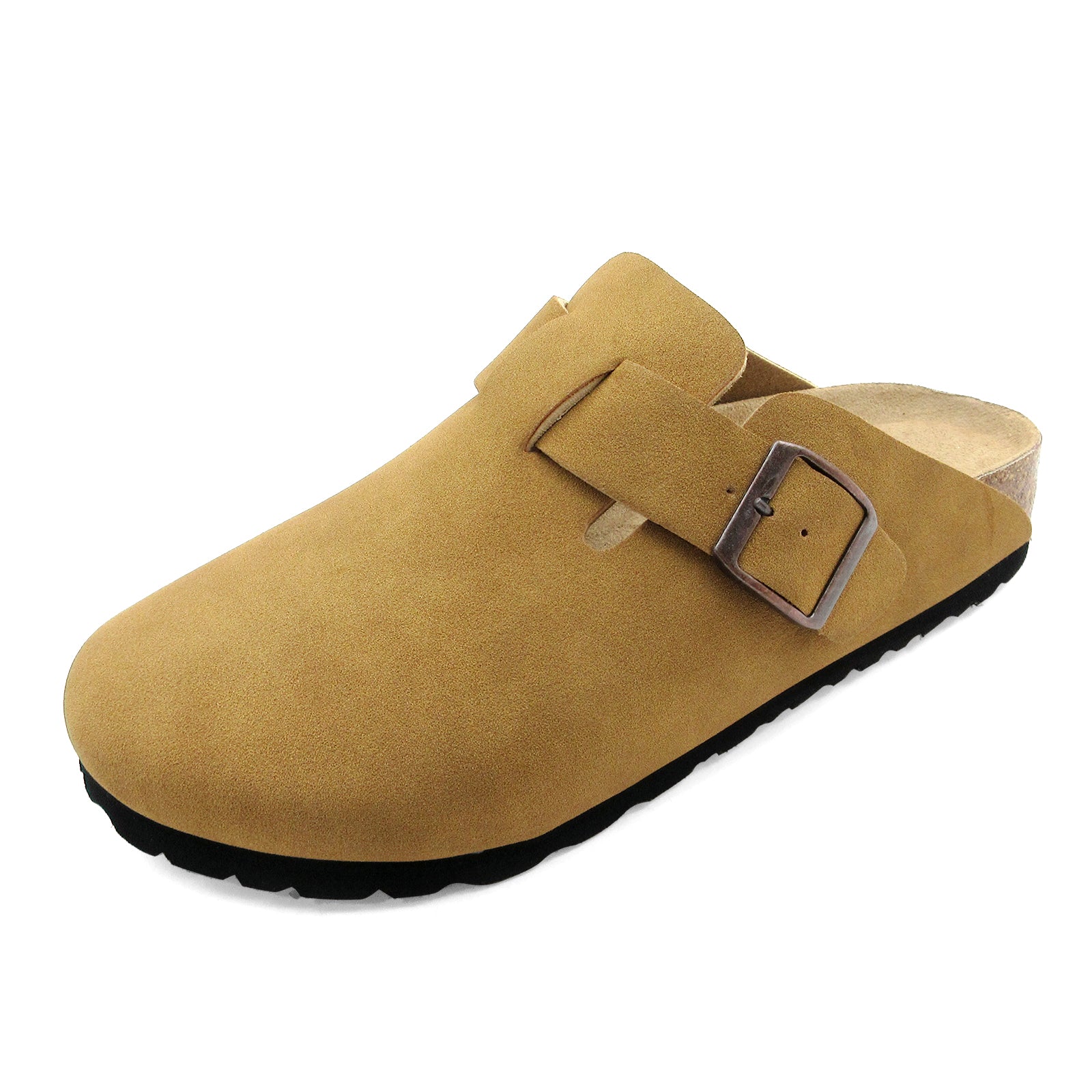 Lurnyet Women's Slip On Suede Clogs with Buckle Closure Sandal