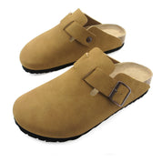 Lurnyet Women's Slip On Suede Clogs with Buckle Closure Sandal