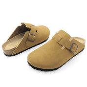 Lurnyet Women's Slip On Suede Clogs with Buckle Closure Sandal
