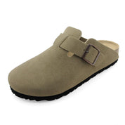Lurnyet Women's Slip On Suede Clogs with Buckle Closure Sandal