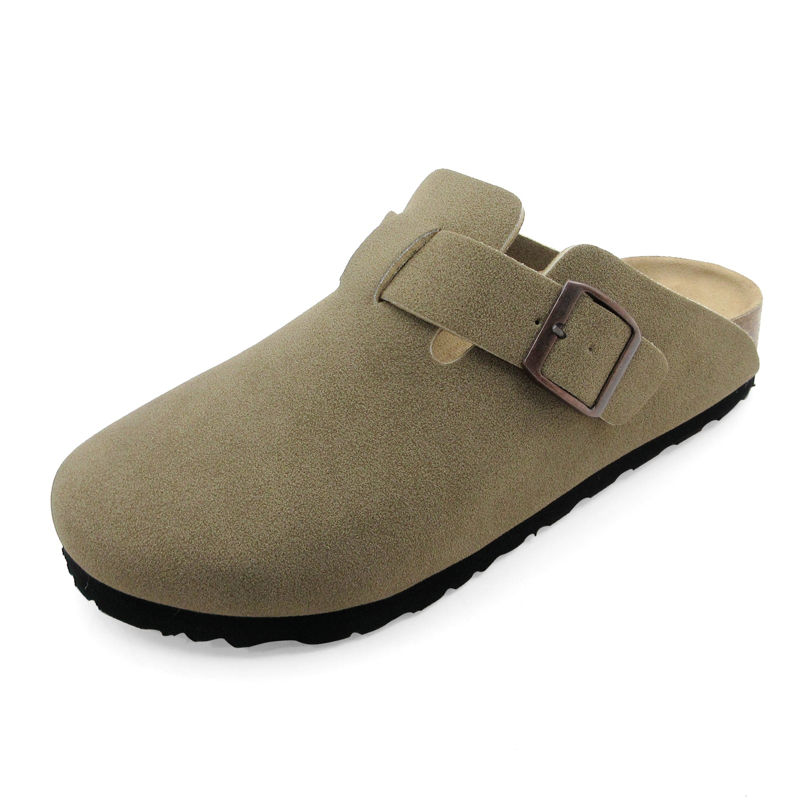 Lurnyet Women's Slip On Suede Clogs with Buckle Closure Sandal