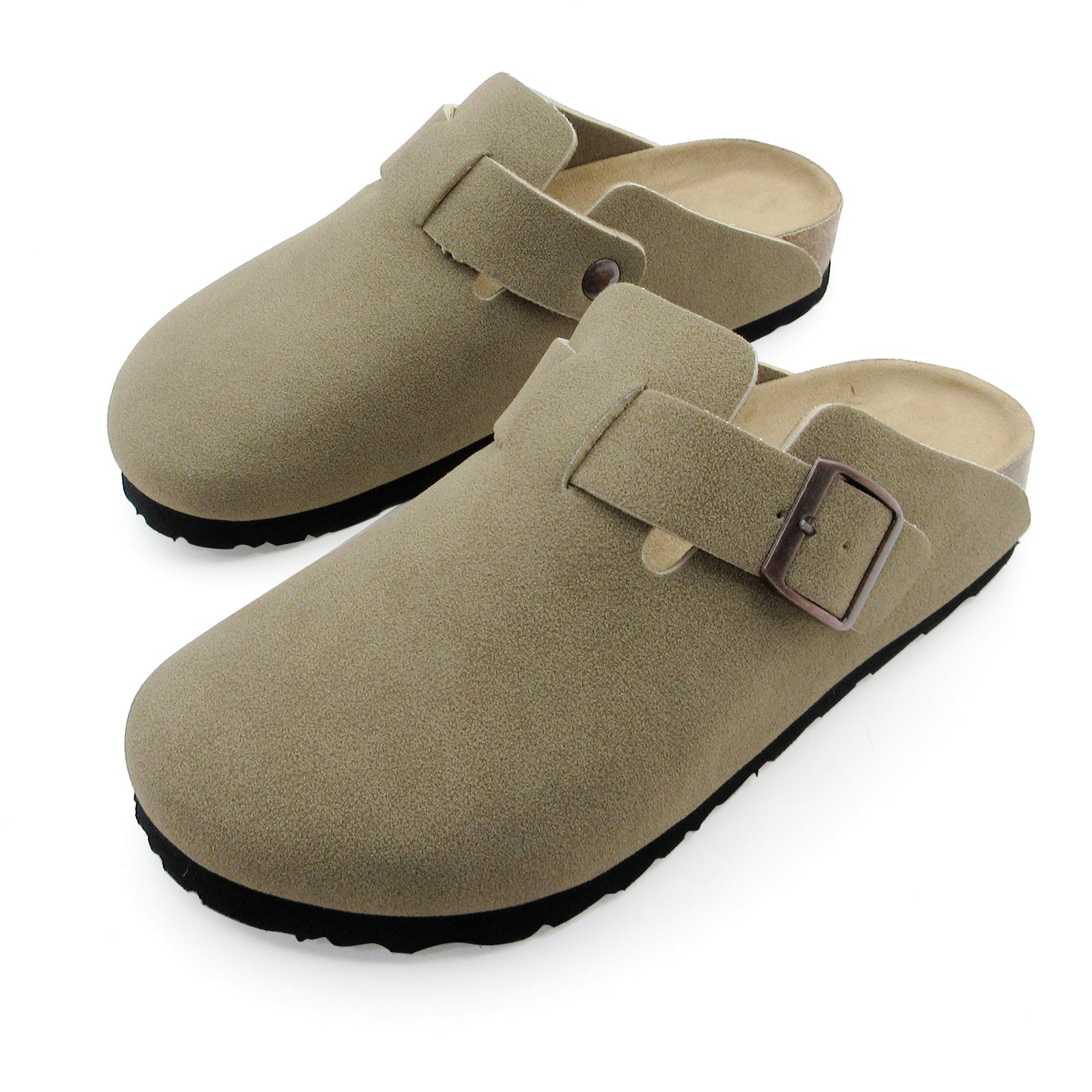 Lurnyet Women's Slip On Suede Clogs with Buckle Closure Sandal