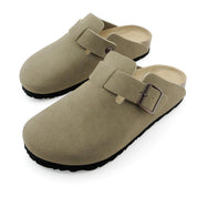 Lurnyet Women's Slip On Suede Clogs with Buckle Closure Sandal