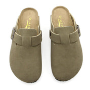 Lurnyet Women's Slip On Suede Clogs with Buckle Closure Sandal