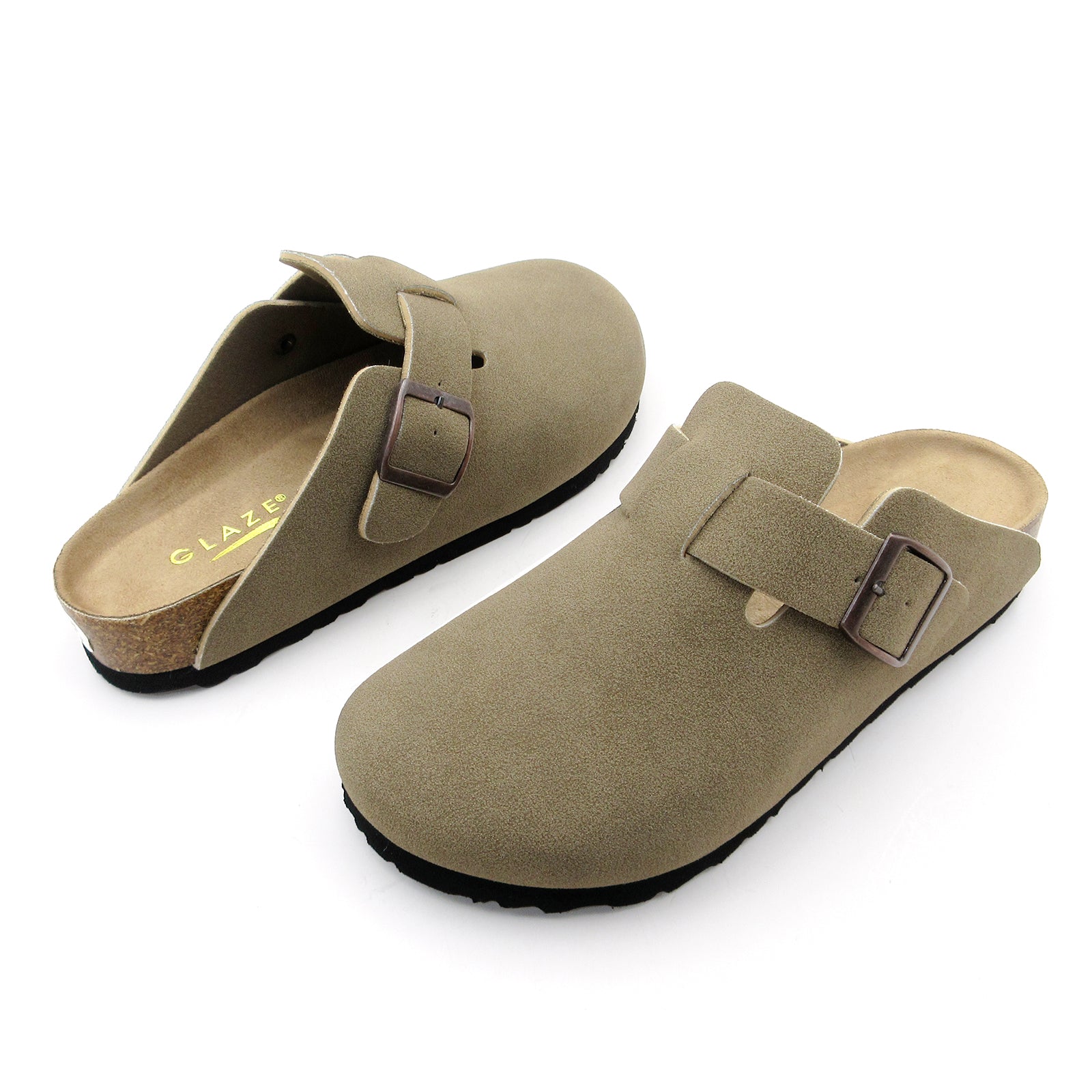 Lurnyet Women's Slip On Suede Clogs with Buckle Closure Sandal