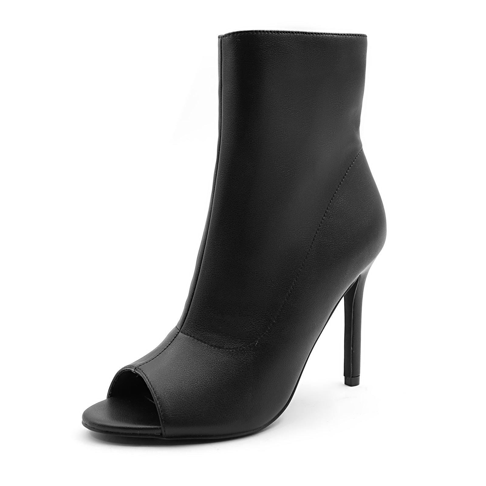 Lurnyet Women's Peep Toe Ankle 4 Inch High Heel Boot