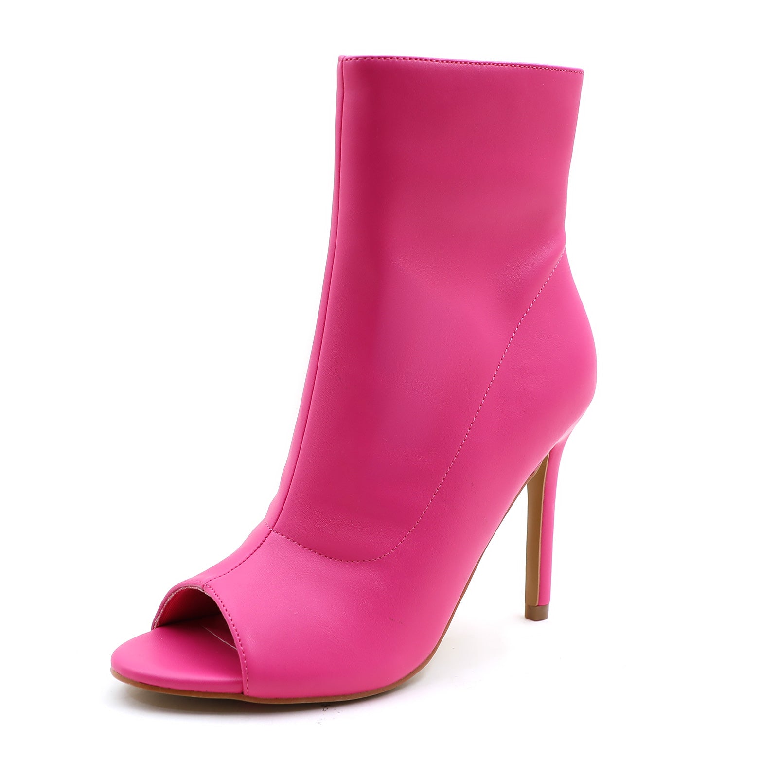 Lurnyet Women's Peep Toe Ankle 4 Inch High Heel Boot