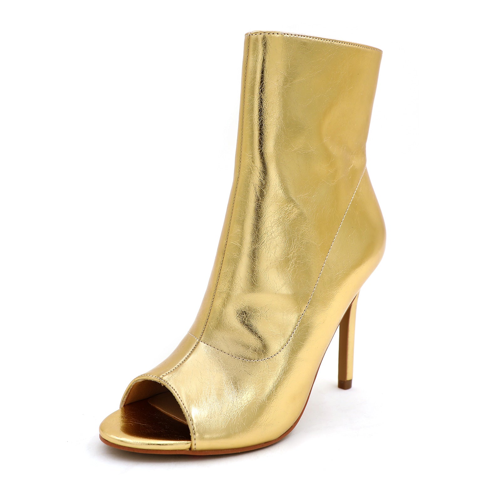 Lurnyet Women's Peep Toe Ankle 4 Inch High Heel Boot