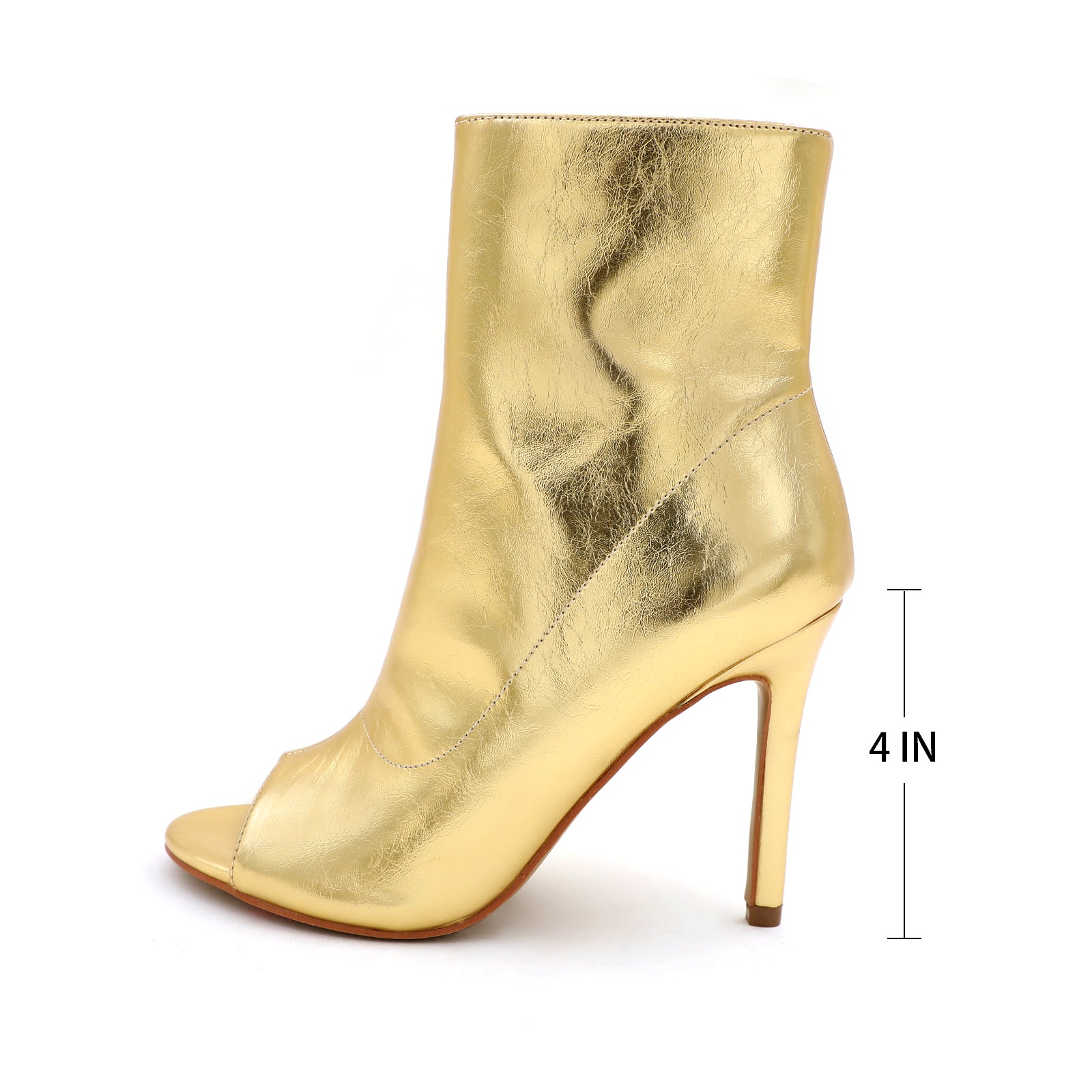 Lurnyet Women's Peep Toe Ankle 4 Inch High Heel Boot