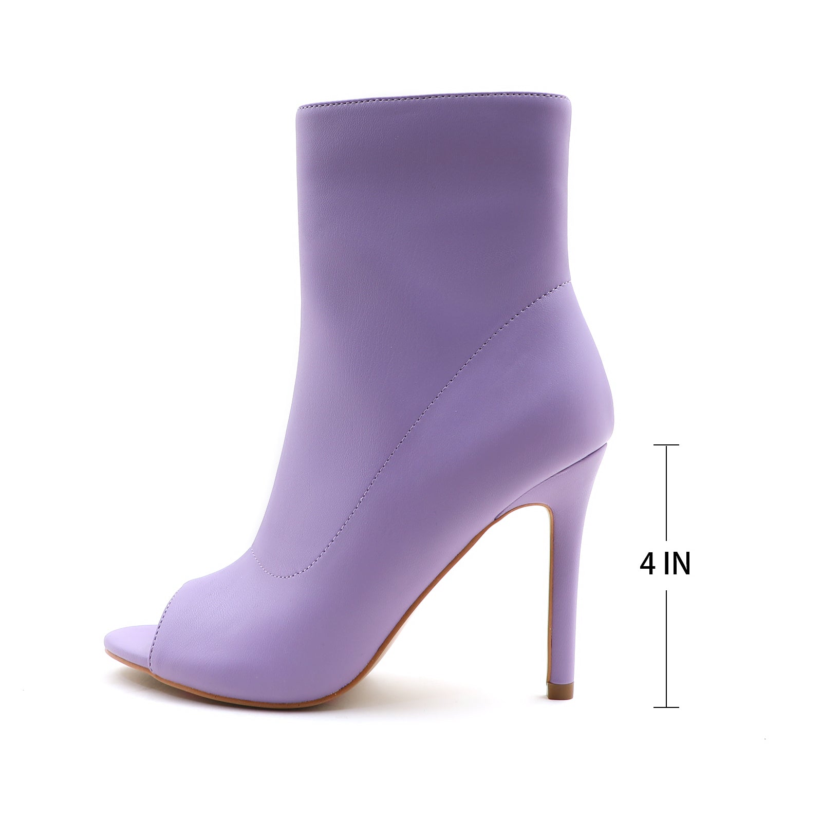 Lurnyet Women's Peep Toe Ankle 4 Inch High Heel Boot