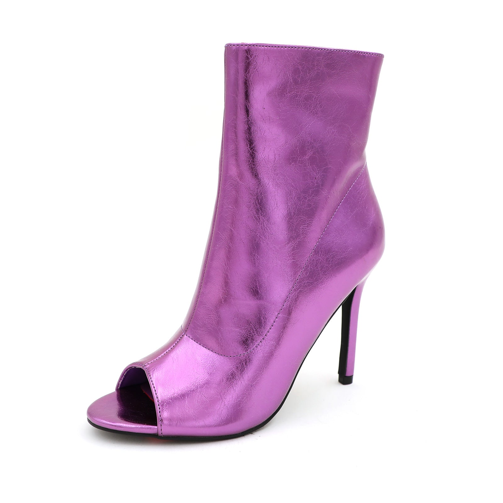 Lurnyet Women's Peep Toe Ankle 4 Inch High Heel Boot
