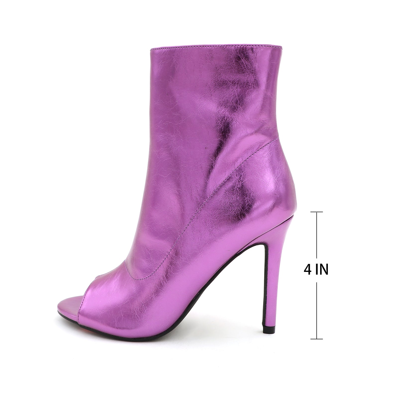 Lurnyet Women's Peep Toe Ankle 4 Inch High Heel Boot