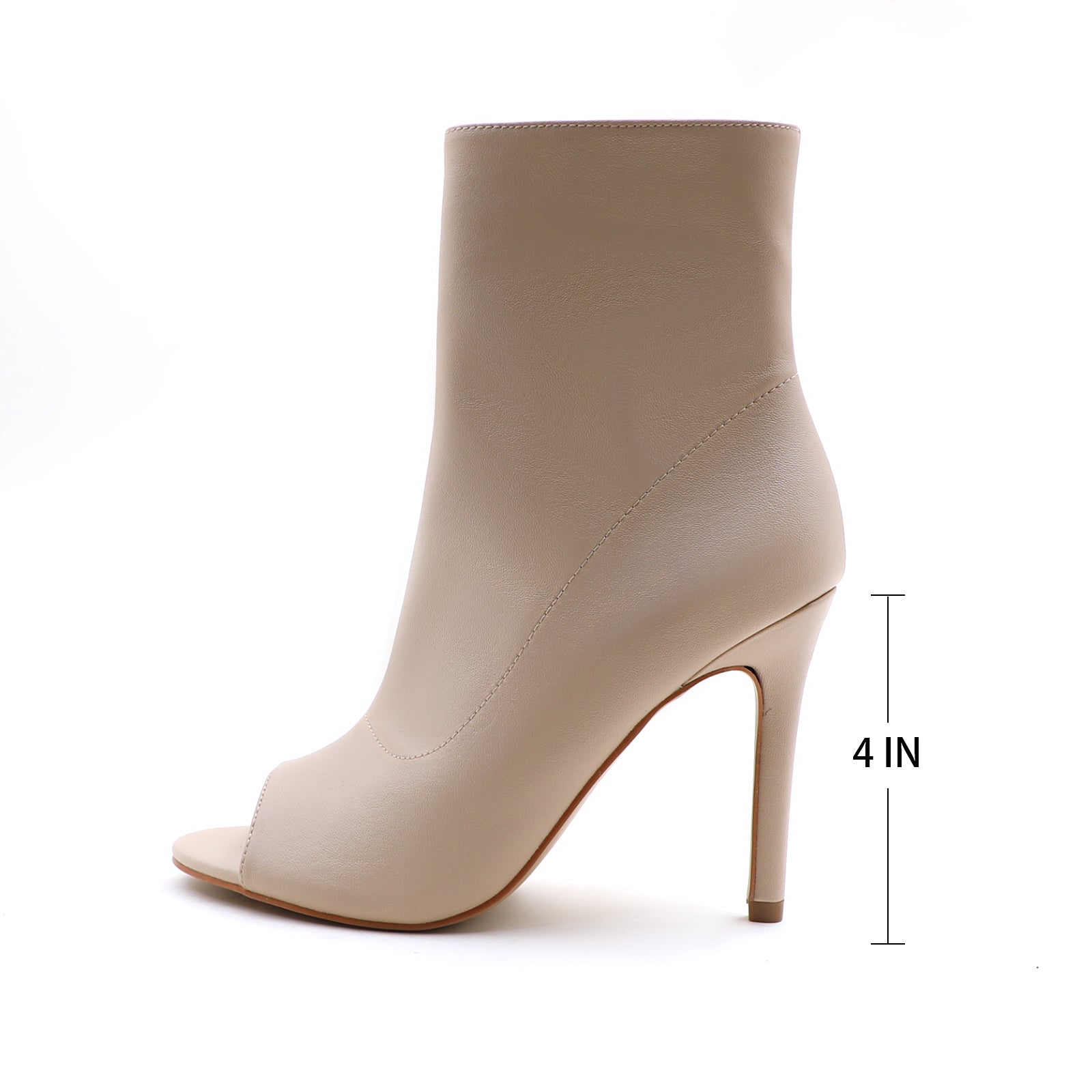 Lurnyet Women's Peep Toe Ankle 4 Inch High Heel Boot
